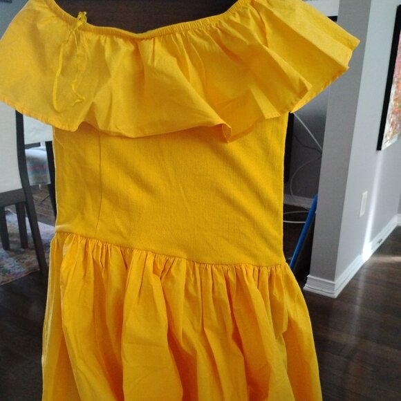 Yellow Off the Shoulder Girls Molo Dress - Picture 1 of 4